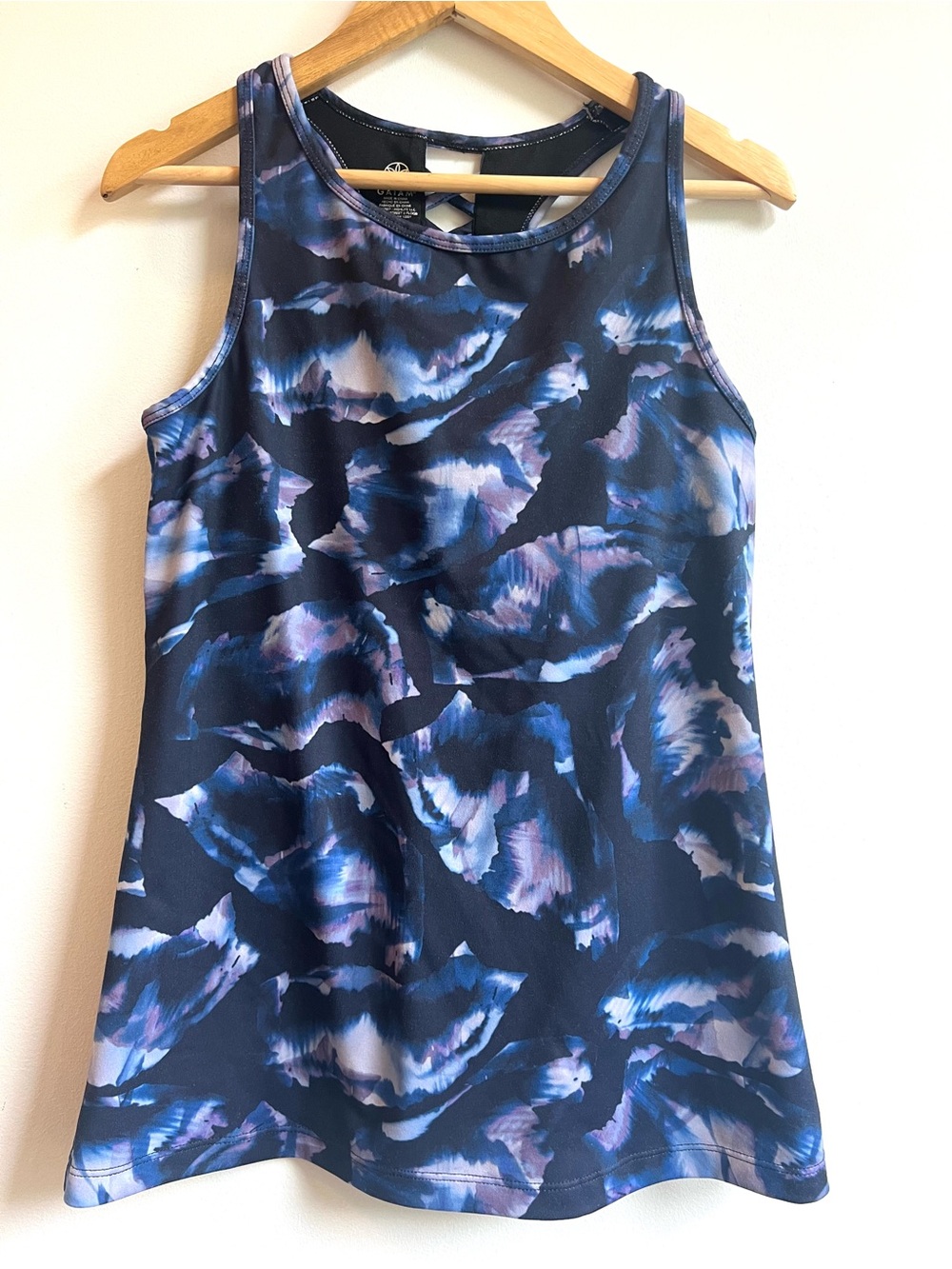 Athletic Woven Racer Back Workout Yoga Blue-Purple Print Tank Top